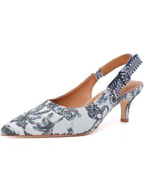 Women's White Rubber Pointed Closed Toe Buckle Strappy Comfort Slingback Heels
